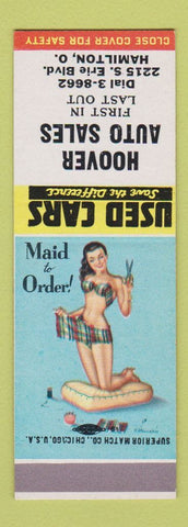 Matchbook Cover - Hoover Auto Sales Hamilton OH Pinup SAMPLE