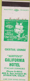 Matchbook Cover - California Hotel Stockton CA Alustiza POOR