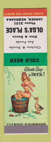 Matchbook Cover - Olga's Place Jansen NE Pinup SAMPLE