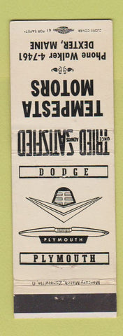 Matchbook Cover - Tempesta Dodge Plymouth Dexter ME