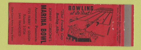 Matchbook Cover - Marina Bowling San Francisco CA