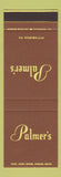 Matchbook Cover - Palmer's Pittsburgh PA BROWN SAMPLE