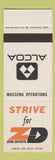 Matchbook Cover - Alcoa Zero Defects Massena Operations SAMPLE