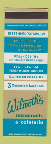 Matchbook Cover - Wilmoth's Restaurants Memphis TN SAMPLE