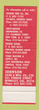 Matchbook Cover - Johnson Turbine Pump gear Atlanta GA SAMPLE