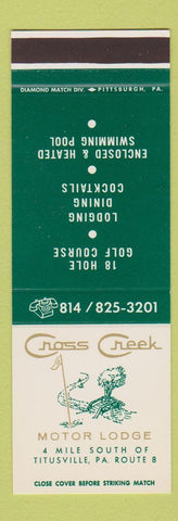 Matchbook Cover - Cross Creek Motor Lodge Titusville PA SAMPLE