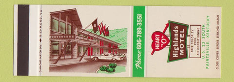 Matchbook Cover - Highlands Motel Paintsville KY SAMPLE