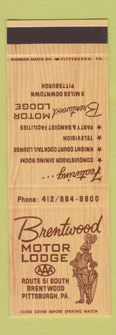 Matchbook Cover - Brentwood Motor Lodge Pittsburgh PA SAMPLE