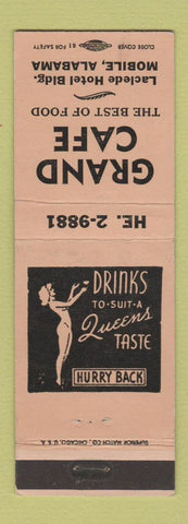 Matchbook Cover - Grand Cafe Mobile AL girlie