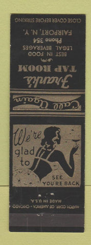 Matchbook Cover - Frank's Tap Room Fairport NY low phone # girlie