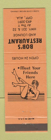 Matchbook Cover - Bob's Restaurant Opp AL girlie