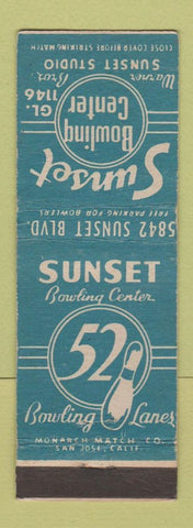 Matchbook Cover - Sunset Bowling Center Hollywood CA