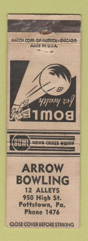 Matchbook Cover - Arrow Bowling Pottstown PA WEAR