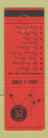 Matchbook Cover - Parkway Lanes Bowling Broomall Flourtown King of Prussia PA