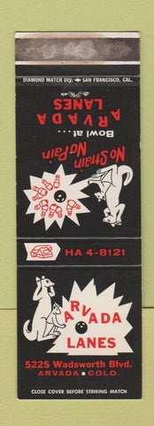 Matchbook Cover - Arvada Lanes Bowling Colorado Kangaroo WEAR