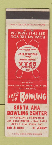 Matchbook Cover - Santa Ana Bowling Center CA WEAR