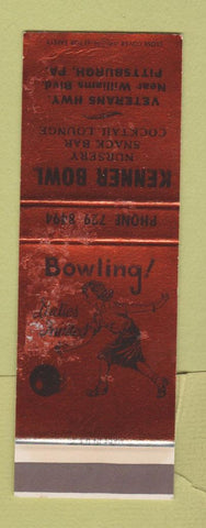 Matchbook Cover - Kenner Bowling Pittsburgh PA SAMPLE WORN
