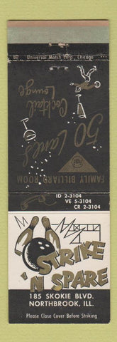Matchbook Cover - Strike a Spare Bowling Northbrook IL AMF WEAR