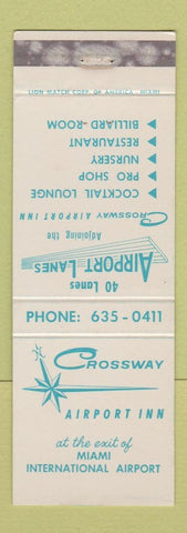 Matchbook Cover - Crossway Airport Inn Bowling Miami FL WORN
