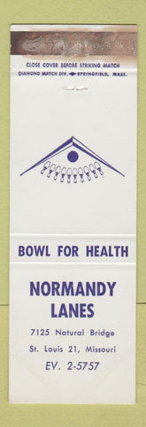Matchbook Cover - Normandy Lanes Bowling St Louis MO WORN