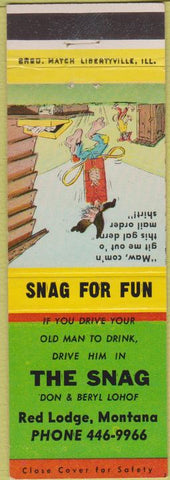 Matchbook Cover - The Snag Red Lodge MT hillbilly