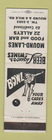 Matchbook Cover - Mound Lanes Bowling girlie WEAR