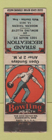 Matchbook Cover - Strand Recreation Bowling