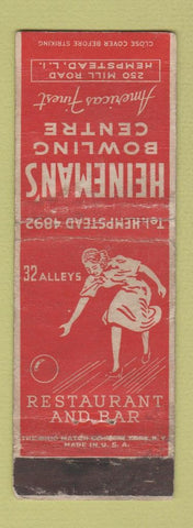 Matchbook Cover - Heineman's Bowling Hempstead IL girlie WORN