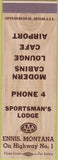 Matchbook Cover - Sportsman's Lodge Ennis MT