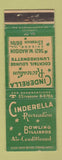 Matchbook Cover - Cinderella Recreation Bowling billiards Chicago IL