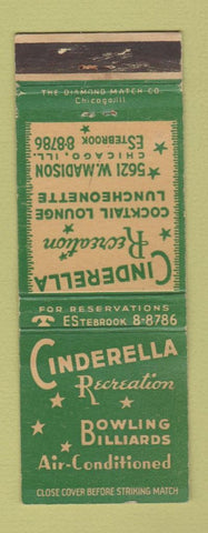 Matchbook Cover - Cinderella Recreation Bowling billiards Chicago IL