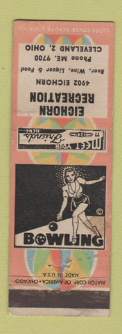 Matchbook Cover - Eichorn Recreation Bowling Cleveland OH girlie WEAR