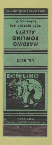 Matchbook Cover - Harding Bowling Alleys Lakewood OH