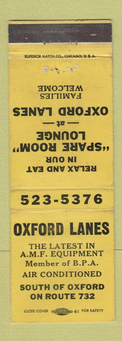 Matchbook Cover - Oxford Bowling Lanes AMF OH WEAR