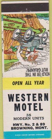 Matchbook Cover - Western Motel Browning MT hillbilly