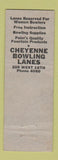 Matchbook Cover - Cheyenne Bowling Lanes WY? WORN