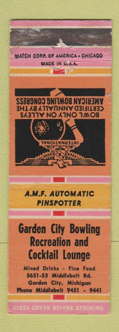 Matchbook Cover - Garden City Bowling ABC Garden City MI WEAR