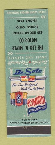 Matchbook Cover - Leo Meyer DeSoto Plymouth Elyria OH