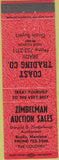 Matchbook Cover - Zimbelman Auction Sales Brady MT orange