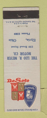 Matchbook Cover - Leo Meyer Plymouth DeSoto Elyria OH