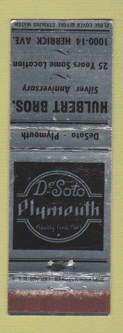 Matchbook Cover - Hulbert Bros DeSoto Plymouth Racine WI WEAR