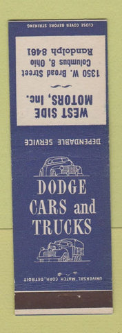 Matchbook Cover - Dodge Cars Trucks West Side Motors Columbus OH