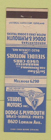 Matchbook Cover - Steudel Motors Dodge Plymouth Cleveland OH