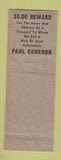 Matchbook Cover - Paul Cameron Dodge Plymouth St Louis MO