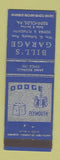 Matchbook Cover - Bill's Garage Dodge Teinholds PA Plymouth