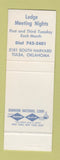 Matchbook Cover - Elks Lodge Tulsa OK  SAMPLE