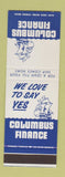 Matchbook Cover - Columbus Finance SAMPLE