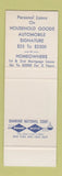 Matchbook Cover - Columbus Finance SAMPLE