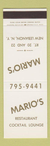 Matchbook Cover - Mario's Restaurant New Lebanon NY SAMPLE