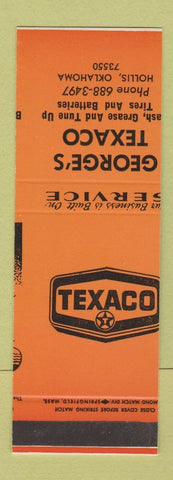 Matchbook Cover - George's Texaco oil gas Hollis OK MISCUT SAMPLE